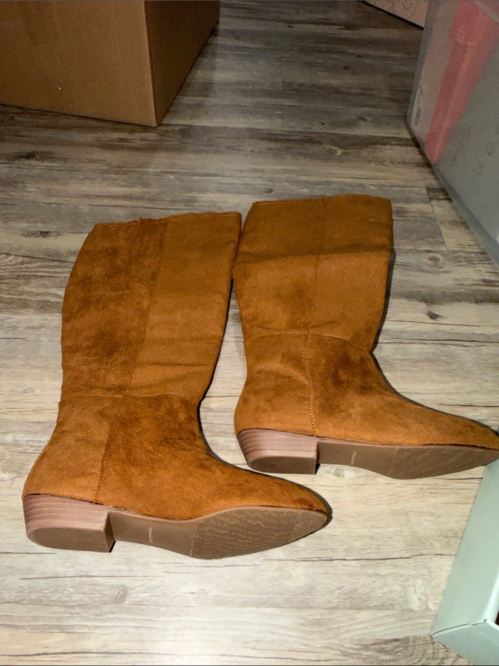 SO Tall Suede Riding Boots in Cognac